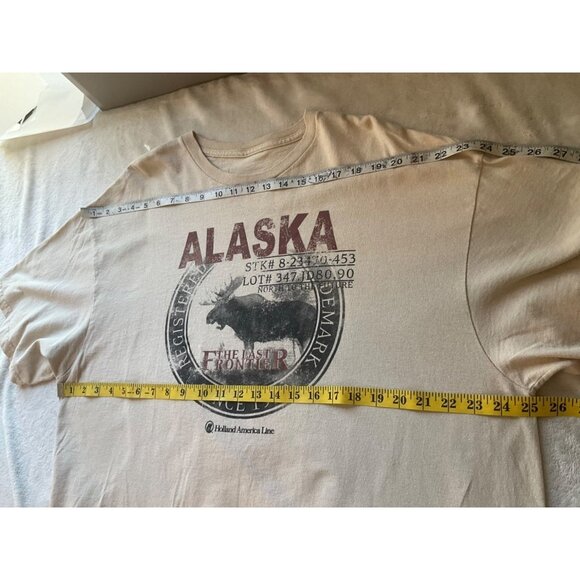 Retro Holland America Line Mens Size Large T-Shirt Alaska Moose Graphic Beige - Picture 5 of 6